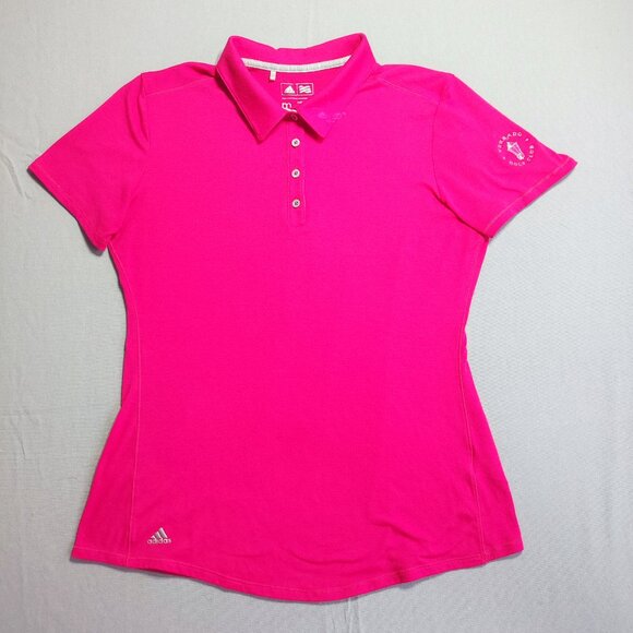 Adidas Golf polo shirt women's size M magenta short sleeve 1/4 button up - Picture 1 of 11
